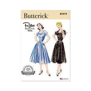 Butterick Retro 1950s Dress Sewing Pattern R12230‎ B7019 Sz 8-16 Fit-And-Flare